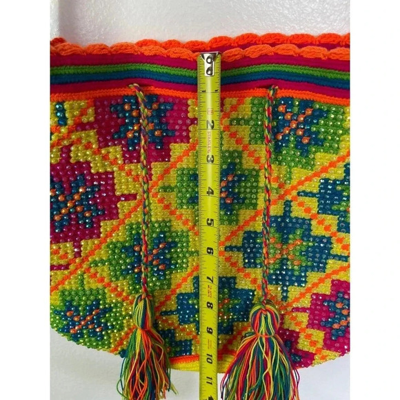 Aztec Crochet Crossbody Shoulder Messenger Bag Multicolor - Picture 4 of 12